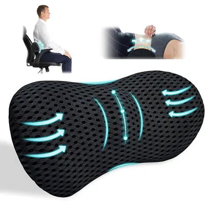 Produktbild von Ergonomisches RückenKissen aus Memory Foam, Stuhlkissen Lendenkissen Lumbalkissen, Lendenstützkissen für Bürostuhl, Rollstuhl und Autositz