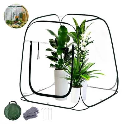 Produktbild von Kleines Gewächshaus, Überwinterungszelt für Pflanzen, Pop-up Gewächshaus, Pflanzenschutzzelt Winter 98*98*98cm, Transparent, Kein Aufbau Erforderlich, Wintergewächshaus für Gemüse und Blumen