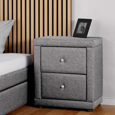 Produktbild von Homestyle4u Nachttisch 47x54x29 Schlafzimmer Nachtschrank Grau Stoff