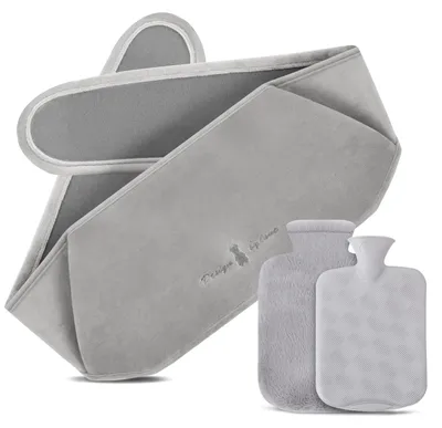 Image de Ceinture pour bouillotte Votoko, bouillotte en caoutchouc de 1,2 L avec une ceinture de maintien souple, ceinture 3 en 1 pour bouillotte, idéale pour réchauffer le cou, les épaules, le dos, les jambes et la taille. Bouillotte pour soulager les douleurs (gris)