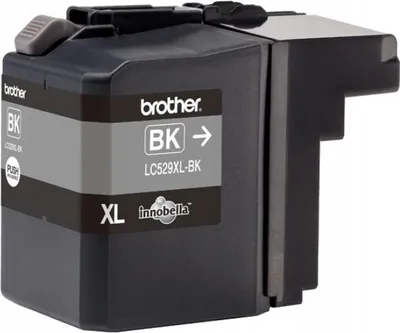 A black Brother ink cartridge with labels.