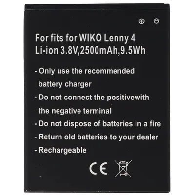 Zdjęcie produktu dla Akumulator odpowiedni tylko do WIKO Lenny 4 3913, Lenny 4 Plus, Harry Li-Ion, 3,8 V 2500 mAh, 9,5 Wh, wymienny