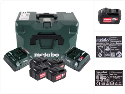 Produktbild von Metabo Basis Set 4 x 5.2 Ah + 2 x ASC Ultra + Metaloc