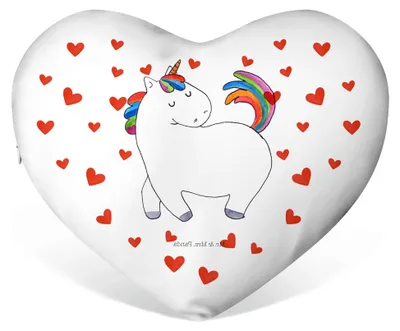 Produktbild von Herzkissen Einhorn - Geschenkidee, Dekokissen, Sofakissen, Kuschelkissen