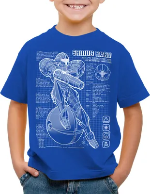 Produktbild von A.N.T. Samus Blaupause Kinder T-Shirt nerd gamer snes switch