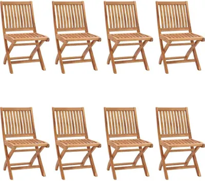 Produktbild von vidaXL Klappbare Gartenstühle mit Kissen 8 Stk. Massivholz Teak