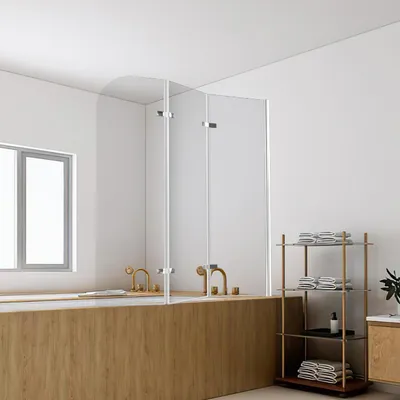 Produktbild von Eikuavons Duschwand für Badewanne 120x140cm, 2 Teilige Faltbare Glas Duschtrennwand aus 6mm Sicherheitsglas (EGS), Badewannenaufsatz, Silber Transparent