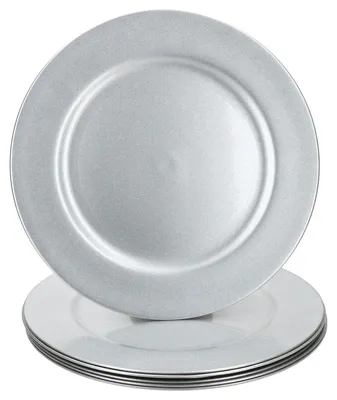 Produktbild von 6x Platzteller Silber Glitzer Ø33cm Dekoteller leicht Kunststoff Weihnachten