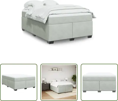 Produktbild von The Living Store Boxspringbett mit Matratze Hellgrau 140x200 cm Samt