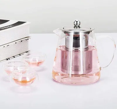 Produktbild von Quadratischer Glas-Teekessel, hitzebeständig, 450ml, für Tee und Kaffee