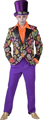 Produktbild von M217299-220-XS schwarz Mexican Skull Herren Sakko Jackett Tag der Toten Gr.XS