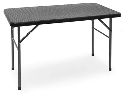 Image de Table de jardin pliante, aspect rotin, noire