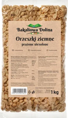 Zdjęcie produktu dla Orzeszki ziemne prażone 1 KG - Bez soli - Połówki - Wysoka zawartość błonnika - Wysokobiałkowe - Do przygotowania własnego masła orzechowego