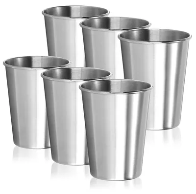 Image de com-four® : lot de 6 gobelets en acier inoxydable - Gobelets en acier inoxydable 304