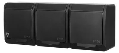 Produktbild von Hermes hermetische Steckdose 3x2P+Z Schuko mit/ohne 16A IP44 schwarz