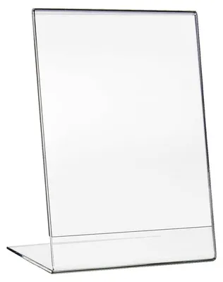 Tischaufsteller als L-Ständer in DIN A6 aus Acryl für Menükarten im Hochformat von HMF