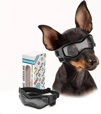 Produktbild von Hundebrille für kleine Rassen, Hundesonnenbrille für kleine Rassen, UV-Schutzbrille für kleine Hunde zum Reiten im Freien, Autofahren, Schwarz