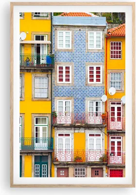 Produktbild von Gerahmtes Poster - Rahmen in heller Eiche - Casas Ribeira Porto - 61x91,5 cm - Wand Bild - Wanddeko - Wandbilder - Wandposter - Bilderrahmen - Bilder - Kunstdruck - Wandbild - P2NPA61x91-4249