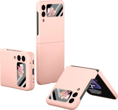 Image de Galaxy Z Flip3 Case, Coque fine en PC dur avec verre trempé pour Samsung Galaxy Z Flip 3 5G Rose