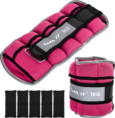 Obrázok produktu pre MOVIT Neoprénové reflexné záťažové manžety, 2 x 1 kg, ružové