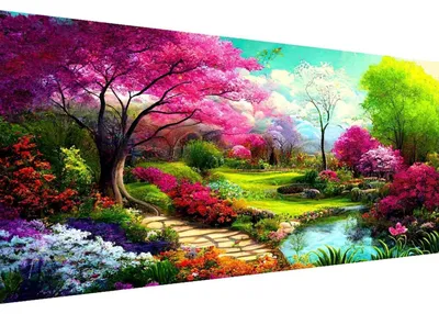 Produktbild von Malen nach Zahlen Set Erwachsene Blume Landschaft 80 x 40 cm - DIY Ölgemälde Kit mit knitterfreier Leinwand