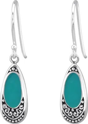 Produktbild von 925 Sterling Silber Ohrhaken Ohrhänger Bali in grün