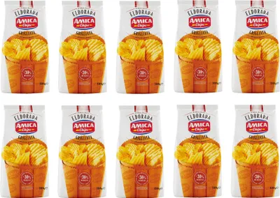 Produktbild von 10x Amica Chips Eldorada Grigliata Salzige Kartoffelchips mit gewelltem Schnitt 130g glutenfreie knusprige Kartoffel chips