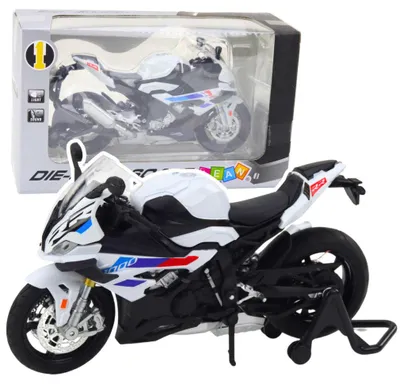Immagine prodotto di Lean Toys Moto sportiva in metallo con luci e suoni, bianca, S1000, scala 1:12