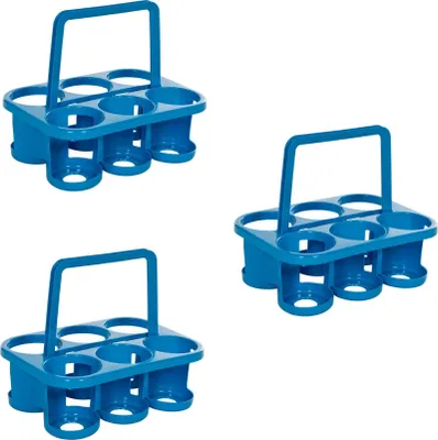 Produktbild von Novaliv 3x Flaschenträger für 18 Flaschen - Stabiler Halt - Getränkekorb Kunststoff, Stapelbar, 32x23x28cm BLAU - Ideal für Küche & Keller Getränkekorb Bierträger Getränketräger Flaschenbox
