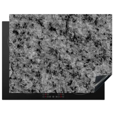 Produktbild von KitchenYeah© Herdabdeckplatte Granit - Stein - Schwarz - Weiß , 77x59cm, Küche Deko, Glaskeramikkochfeld Herdabdeckung, Abdeckplatte fùr Kochfeld