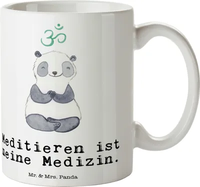 Produktbild von Mr. & Mrs. Panda Tasse Panda Meditieren - Weiß - Geschenk, Meditation, Kaffeetasse, Teetasse, Meditationskurs, Becher, Kaffeebecher, Trinkbecher