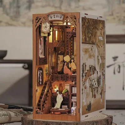 Produktbild von DIY Book Nook Pavillon der Weißen Orchidee - 3D-Puzzle - 209 Teile - Miniaturhaus mit LED