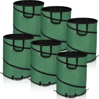 Produktbild von 6X Gartensack 170L Pop Up Laubsack Gartenabfallsack XXL Garten Tasche Rasensack mit Griffen Reißfest Wiederverwendbar