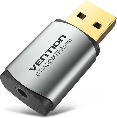 Produktbild von Vention USB Externe Soundkarte Grau Metall Typ (OMTP-CTIA)