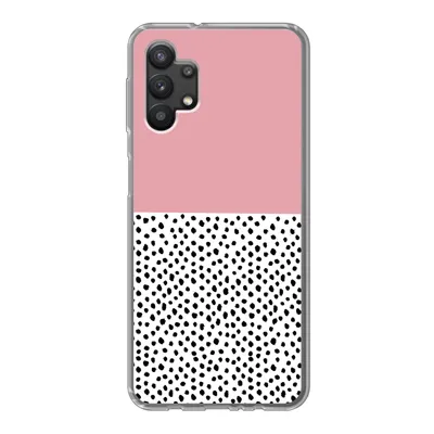 Produktbild von MuchoWow® Handyhülle Schutzhülle Hülle für Samsung Galaxy A32 5G Polka dots - Schwarz - Rosa Silikon Softcase Handy Hülle - Softcase