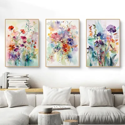 Image de Herfair Poster Set Fleurs Toile Salon Chambre Tableau 21 x 30 cm
