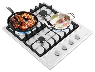 Obrázek produktu pro Vařič 4-plotýnkový – vestavěný vařič – nerezová ocel – 59x51 cm – provoz na propan-butan/přírodní plyn – snadno se čistí