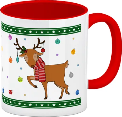 Produktbild von Süßes Weihnachtsrentier Weihnachten Kaffeebecher Rot