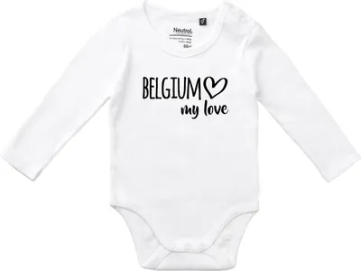 Produktbild von Huuraa Baby Body Belgium my love 62 White  Baumwolle Fairtrade Langarmbody Geschenkidee