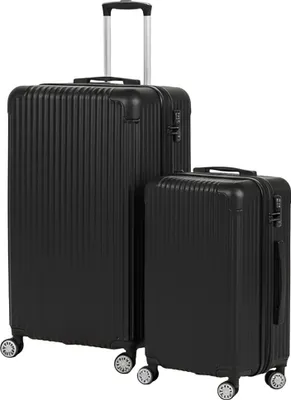 Produktbild von Relaxdays Kofferset, 2-teilig, 2 Größen, 4 Rollen, Hartschale, Teleskopgriff, Reisekoffer mit Zahlenschloss, schwarz