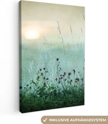 Obrázek produktu pro OneMillionCanvasses® - Plátno - Příroda - Vintage - Květiny - Slunce, nástěnná malba, nástěnné dekorace obrazy obývací pokoj, 80x120cm
