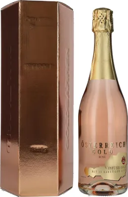 Produktbild von Österreich Gold Rosé - mit 23 Karat Blattgold 9,5% Vol. 0,75l in Geschenkbox