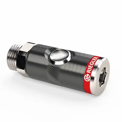 Produktbild von Riegler Sicherheitskupplung mit Druckknopf drehbar, NW 7,4mm AG G1/4