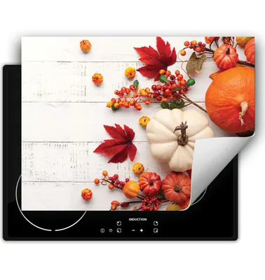 Produktbild von DarHaus Herdabdeckplatte 70x52 cm Anti Rutsch Matte Aufrollbar, Herbst - Holz