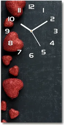 Produktbild von Wanduhr aus Glas – 30x60 cm - Glasbild - Glasuhr - Gehärtetes Glas -Herzen an der Tafel