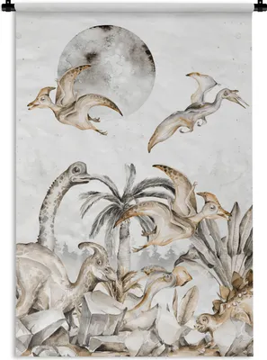 Produktbild von MuchoWow® Wandteppich Wandbehang Dinosaurier - Dschungel Dekoration - Kinder - Jungen - Grün 60x90 cm Tapisserie Dekoration Wandtuch - Foto-Teppich - Abwaschbar