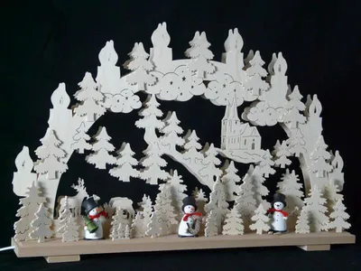 Obrázek produktu pro Svíčkový oblouk se sněhuláky a osvětlením ŠxVxH 70x43x7cm NOVINKA
