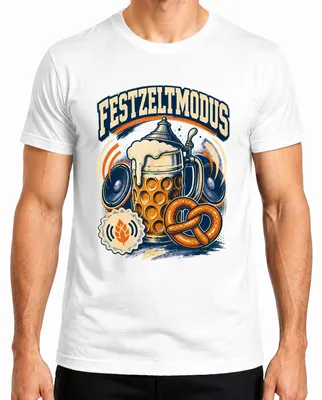 Productafbeelding van tentmodus, bierkruik, traditionele kleding, heren T-shirt, wit, maat S