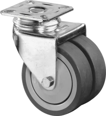 Image de BS Roulettes Roulette pivotante diamètre 75mm capacité de charge 80kg roue en caoutchouc grise plaque 77x67mm - B100.A85.075