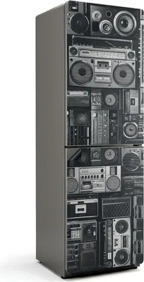 Zdjęcie produktu dla Retro-Audiogeräte - Magnetyczna osłona lodówki - Magnetyczna folia dekoracyjna do kuchni - dekoracja z magnesem na lodówkę - samoprzylepna tablica magnetyczna - folia magnetyczna na drzwi lodówki - 60x190 cm